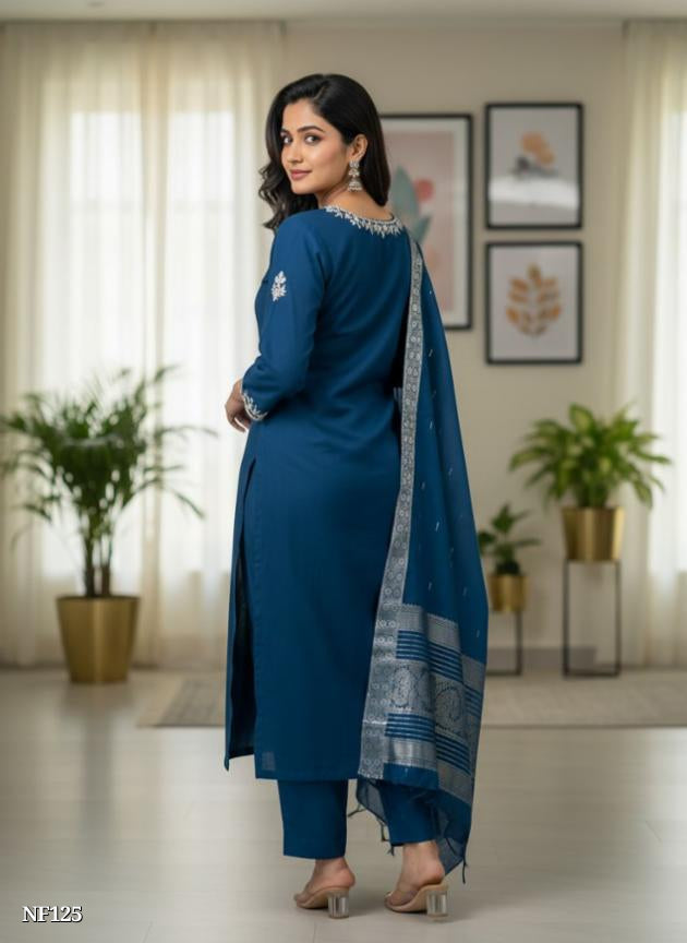 Teal Blue Rayon Suit Set