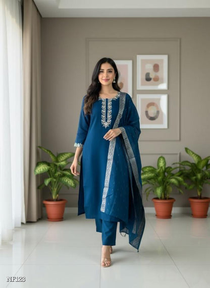Teal Blue Rayon Suit Set