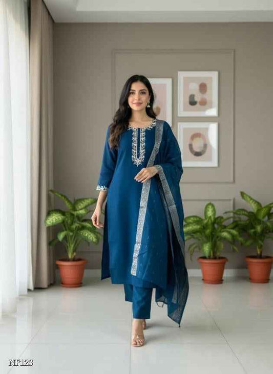 Teal Blue Rayon Suit Set