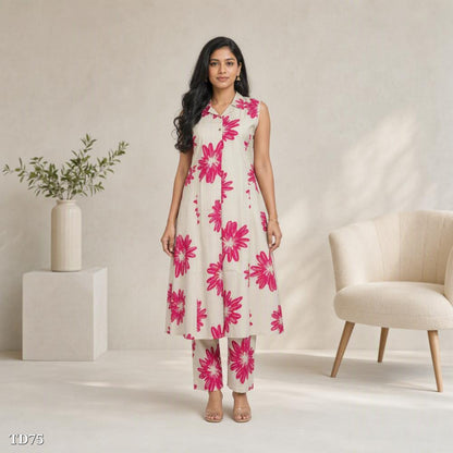 Viscose Cotton Silk Kurti Pant Set