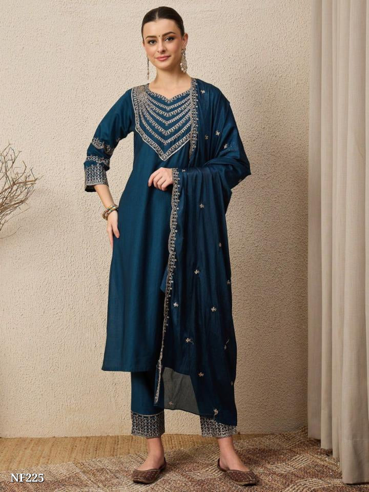 Roman Silk Embroidered Kurta Set