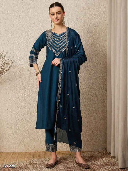 Roman Silk Embroidered Kurta Set