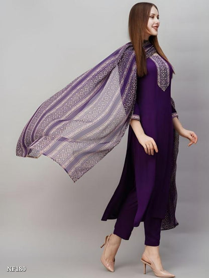 Royal Purple Rayon Slub Suit Set