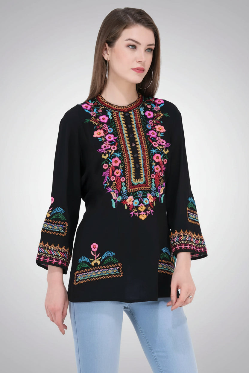 Rayon Embroidered Tops for Women