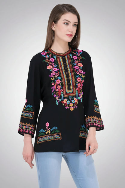 Rayon Embroidered Tops for Women
