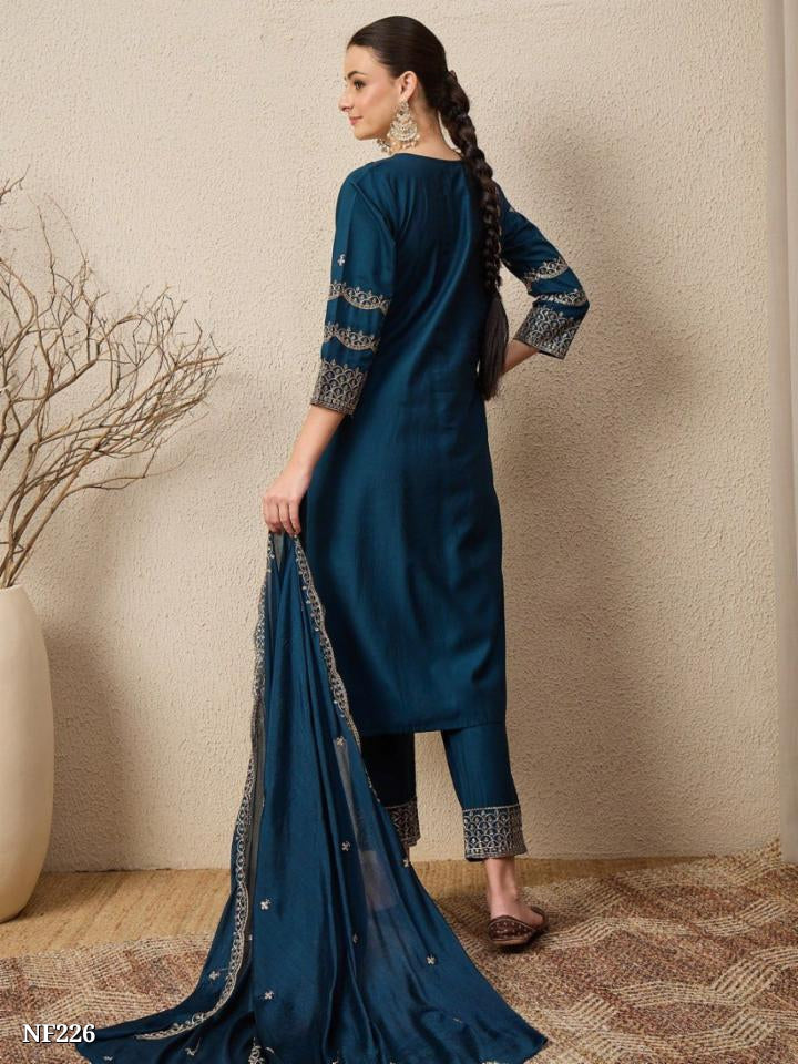 Roman Silk Embroidered Kurta Set