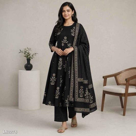Cotton Printed Anarkali Kurta Set