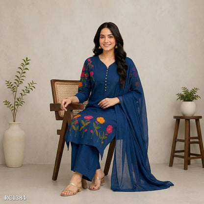 Embroidered Kurta Palazzo with Dupatta