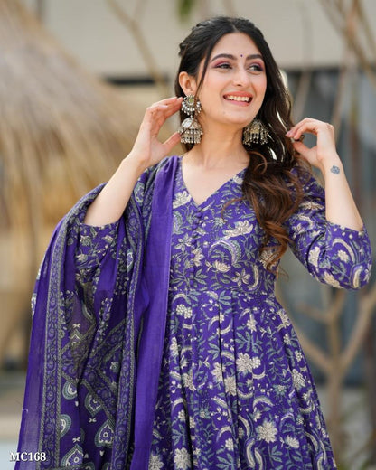 Floral Print Anarkali Kurta Set