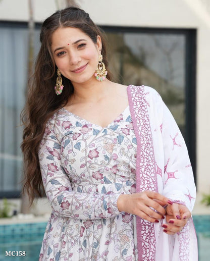 Women Floral Anarkali Kurta Set