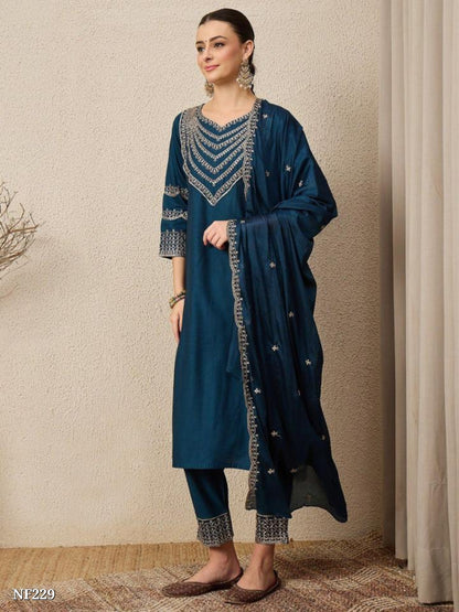 Roman Silk Embroidered Kurta Set